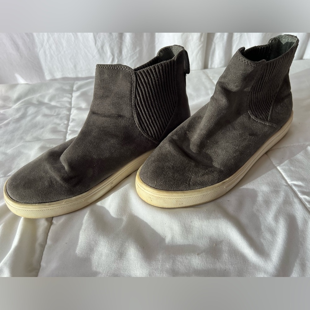 Steve Madden Gray Ankle Slide on Sneakers (suede feel)
